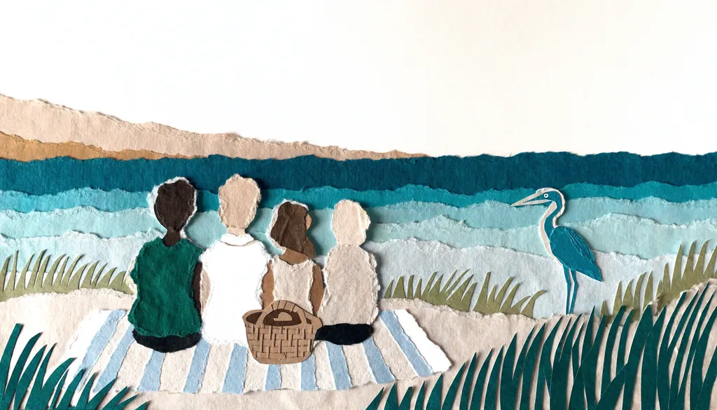 Cut-paper collage of braided channels